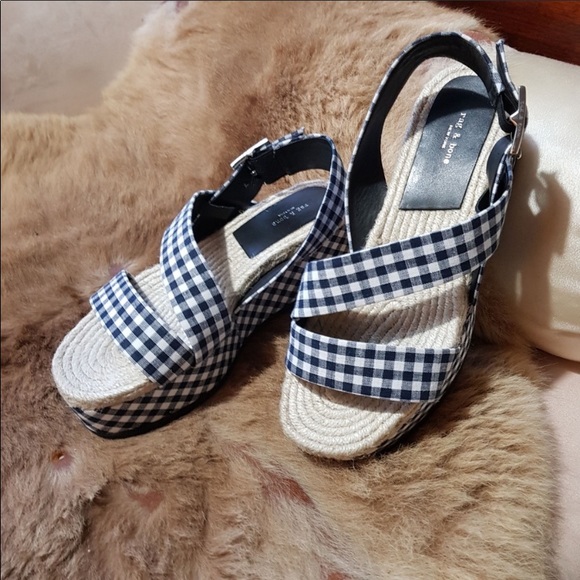 MEGAN SANDAL NAVY GINGHAM - Picture 5 of 8